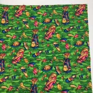 FQ Fat Quarter Quilting Fabric 18" x 22" Golf Golfing Bag Clubs Shoes Green Blue